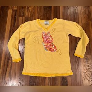 The Quacker Factory Sequin Butterfly Embellished Sweater Yellow Size Small